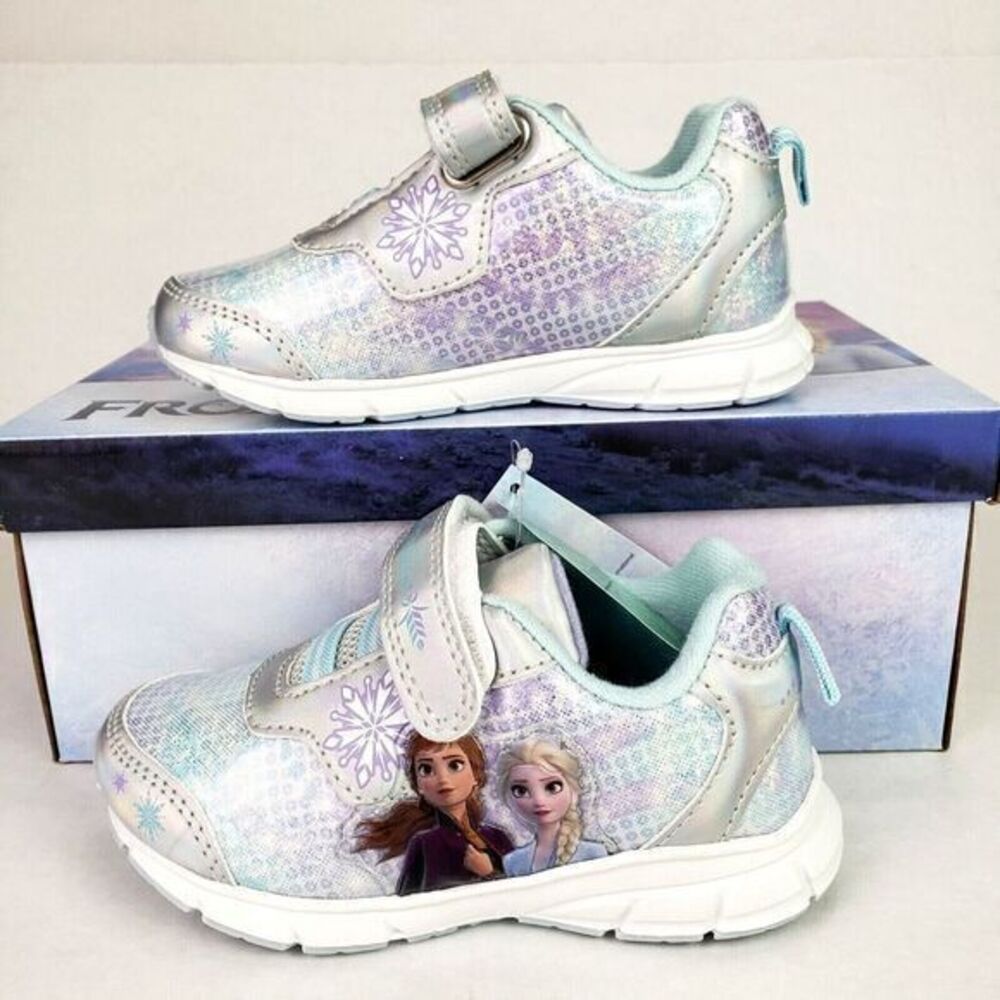 Disney Girls' Frozen Shoes - Laceless LED Light Up Shoes Blue Size 8 (15 Cm) New